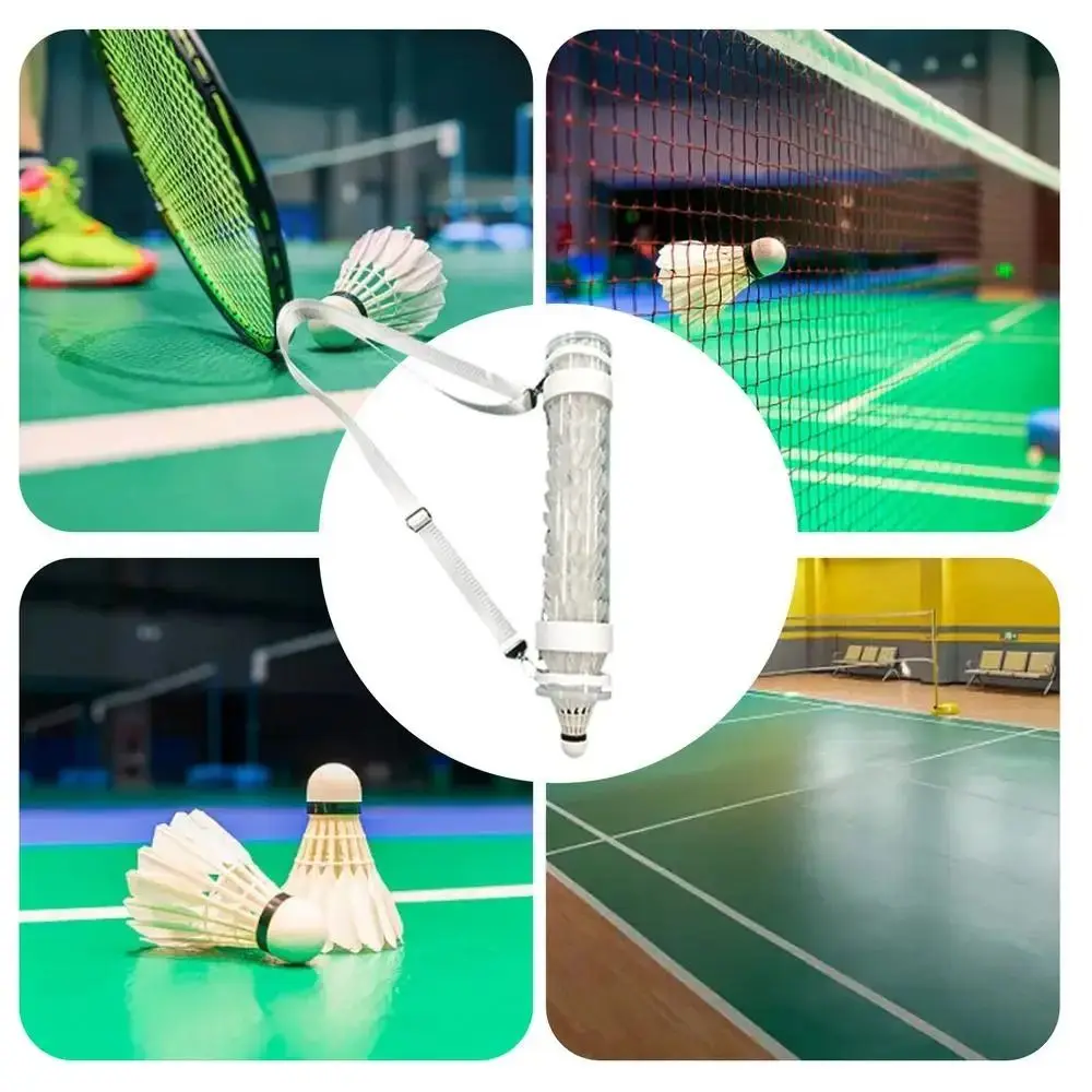 Tubo de almacenamiento de volantes magnéticos, barril transparente, cilindro de bádminton, correa de hombro duradera, soporte para pelotas de bádminton - imagen 4