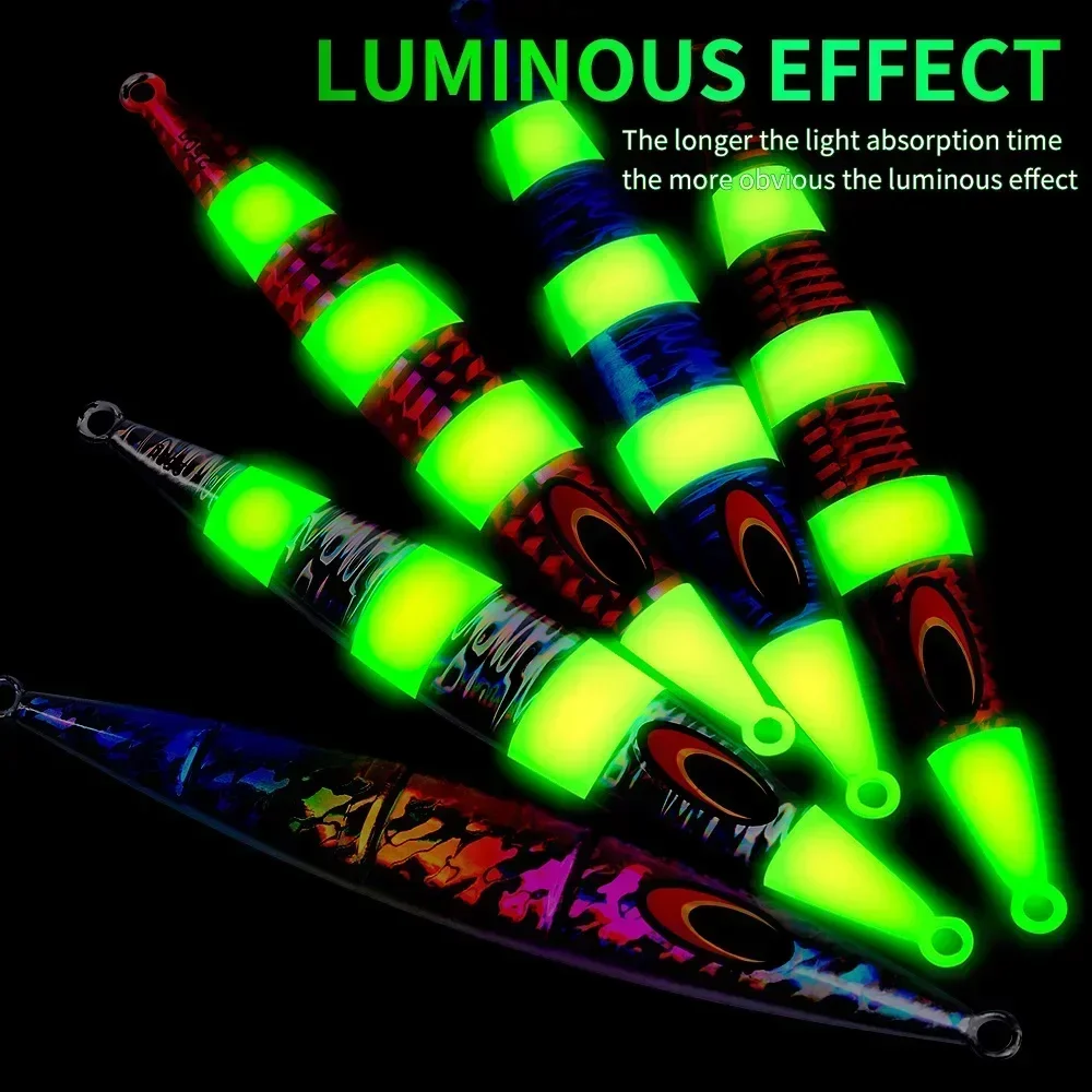 1 Uds. Señuelo de pesca de sardina deslizante luminoso de Metal de calidad para barco de aguas profundas señuelo de Jigging plantilla de Metal fundido largo plantillas de pesca de mar - imagen 3