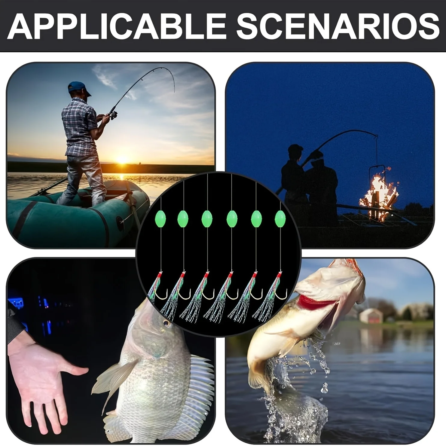 5 aparejos Sabiki con 30 anzuelos, preatados para pesca en agua salada y dulce, anzuelos de pesca de alto carbono con cuentas brillantes - imagen 5