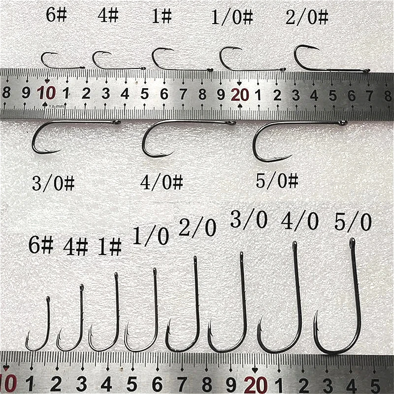 Anzuelo de pesca con doble espinillo trasero, 200 Uds., ganchos de marea con mango largo, anillo de tubo, púas circulares, púas de pescado de mar, boca torcida, Gancho de pesca - imagen 5