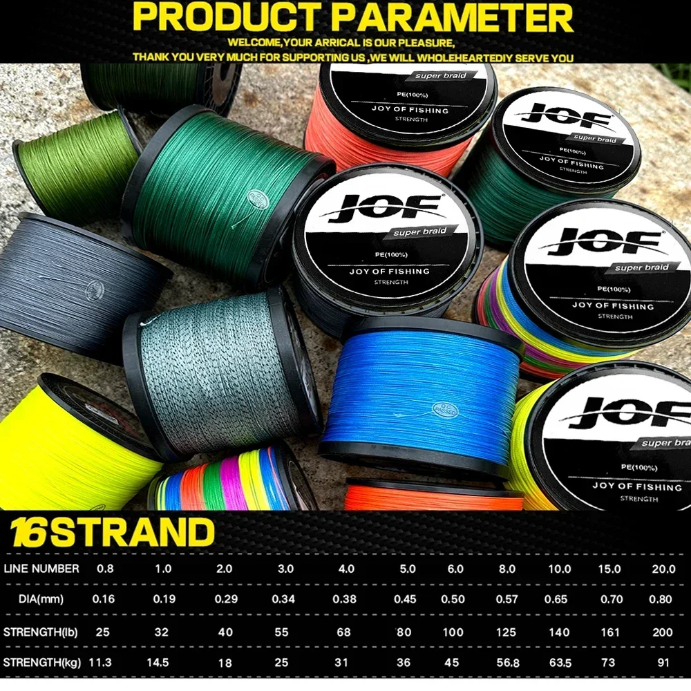 JOF 1000/500M 16 hebras hilo de pescar trenzado multifilamento 25-200LB cable principal de núcleo hueco de fundición larga súper fuerte 0,16-0,8mm - imagen 4