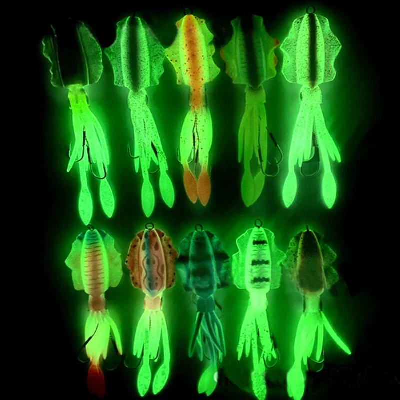 ZUKIBO-cebo de calamar suave para pesca, señuelo de pesca con curricán, plantillas con cabeza de pulpo, plantilla de calamar UV luminosa de 60g para pesca en barcos de aguas profundas, cebo Wobblers - imagen 5