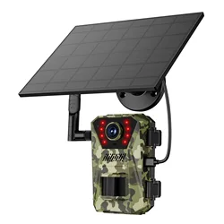 Cámara de caza con Panel Solar, monitoreo de visión nocturna infrarroja, trampa para vida silvestre, cámara de rastreo, grabadora de vídeo y fotos, 4K HD, 14MP
