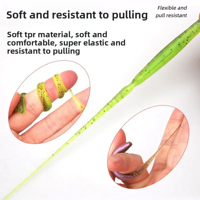 MUKUN 8 Uds señuelo suave cebo 73mm 2,7g flotante cola en T señuelo de pesca material TPE cola de paleta señuelo suave Swimbait aparejos de pesca - imagen 4