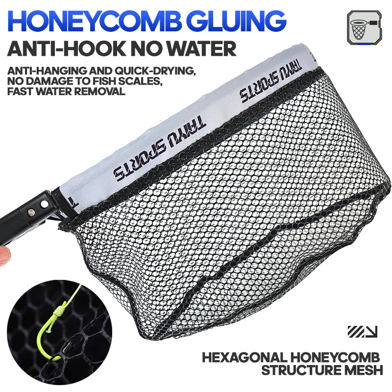 Red de pesca pequeña plegable TAIYU con bolsa, anzuelo de pesca integrado con agarre ABS y red de pesca adhesiva - imagen 4
