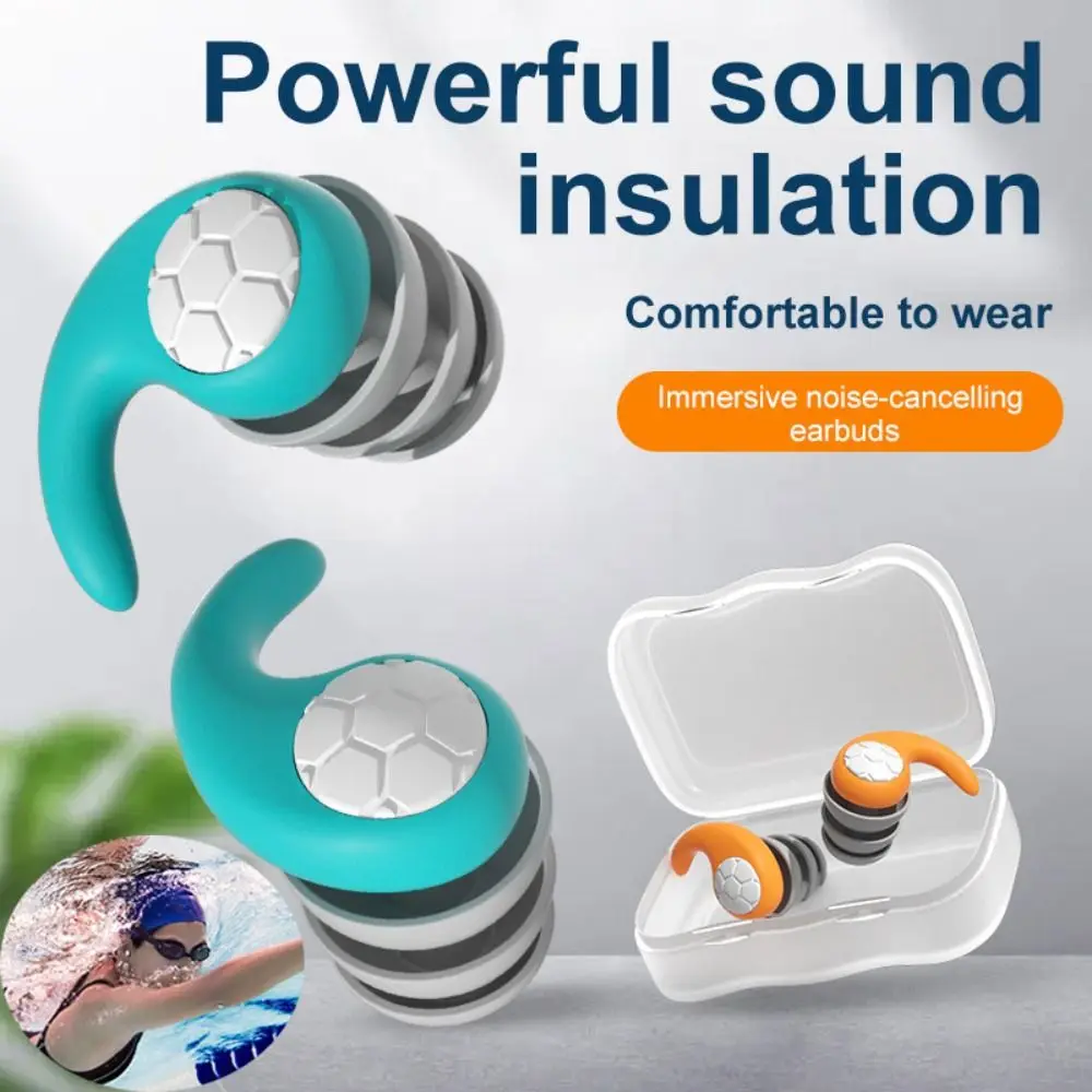 Tapones para los oídos para nadar, tapones para los oídos impermeables con reducción de ruido, tapones para los oídos portátiles de silicona para nadar - imagen 5