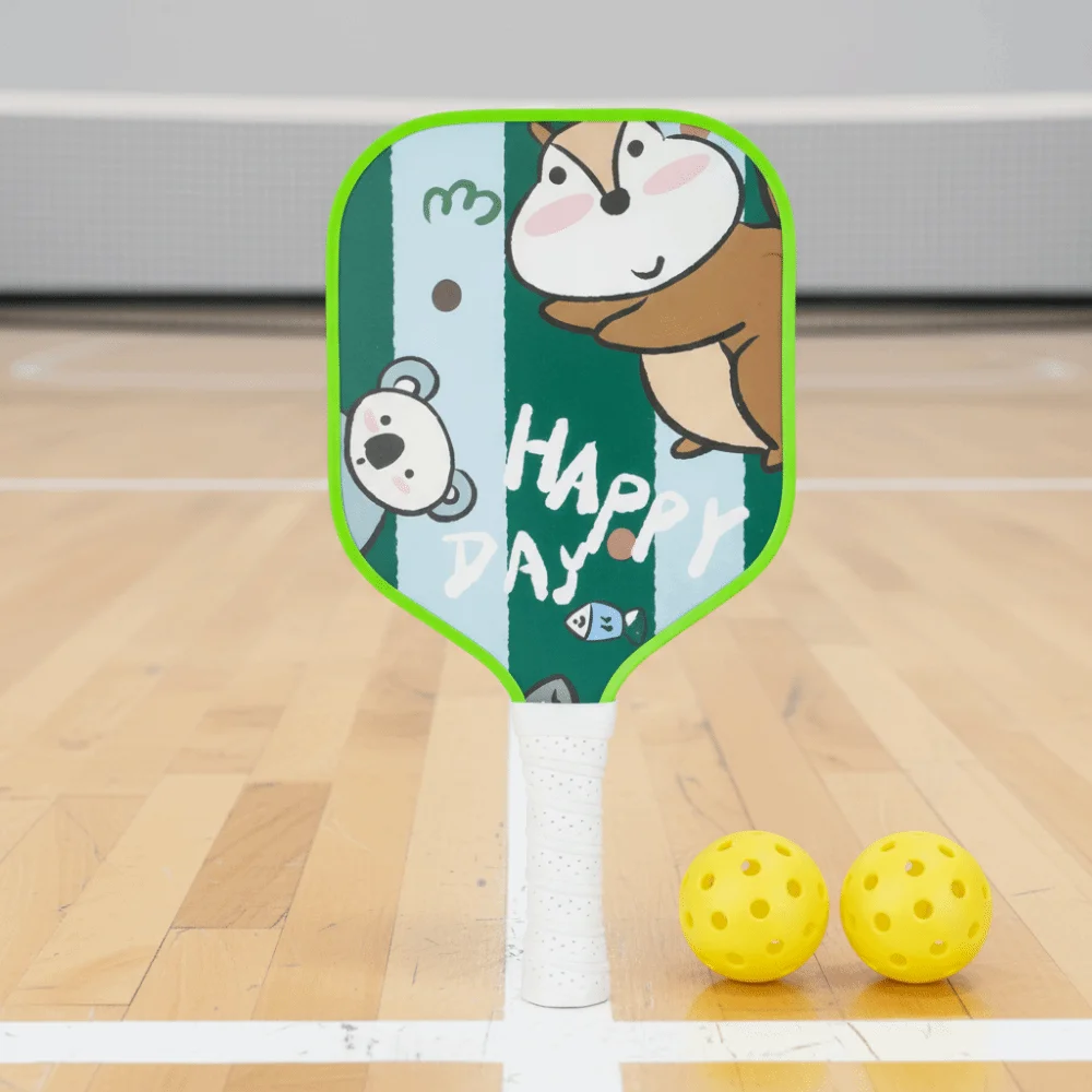 Juego de Pickleball para niños de dibujos animados, raquetas de Pickleball ligeras y duraderas para niños, juego de Pickleball para niños con agarre antideslizante de 2 bolas - imagen 3