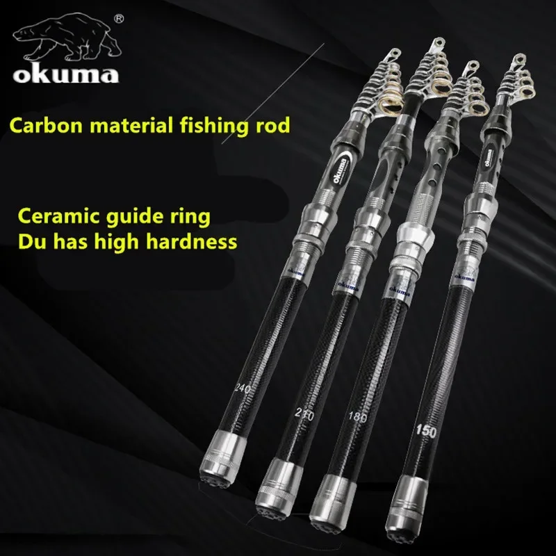 OKUMA nueva caña de pescar de carbono 1,5 M/1,8 M/2,1 M/2,4 M/2,7 M anillo guía de cerámica gota de agua rueda giratoria caña de pescar - imagen 5