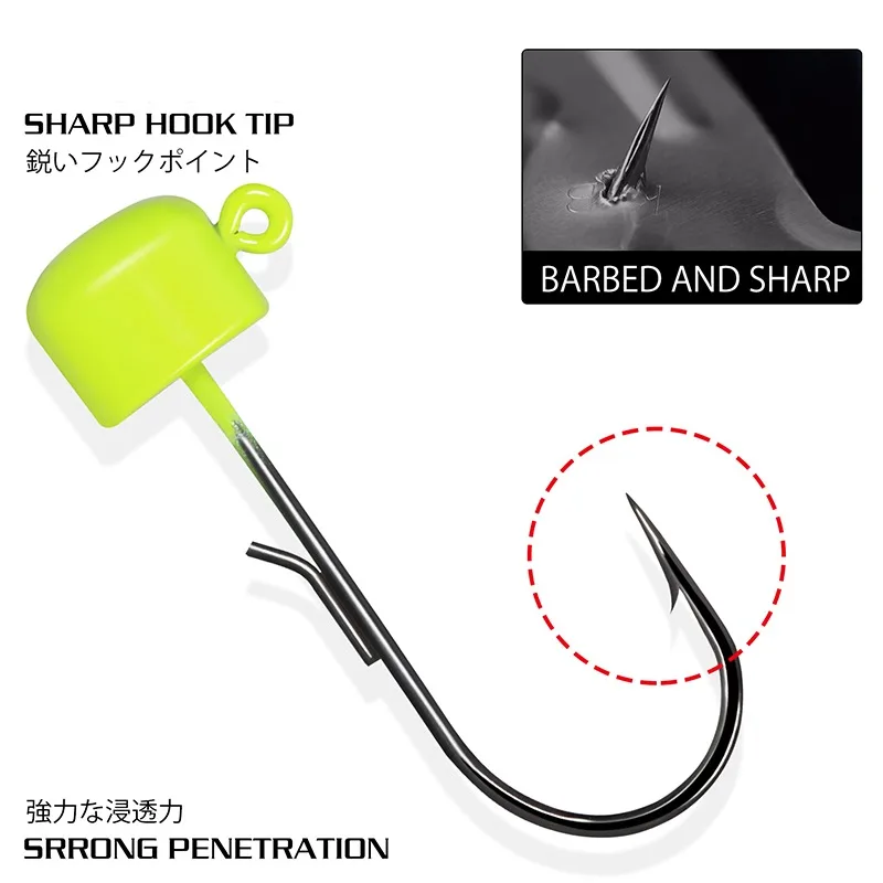 Sougayilang-anzuelo de pesca con cabeza de anzuelo, 5 uds., 3,5g, 5,5g, aparejo Ned, anzuelo de pescado, señuelos de gusanos suaves, anzuelos de anzuelo de seta, anzuelos de pesca para lubina y trucha - imagen 5