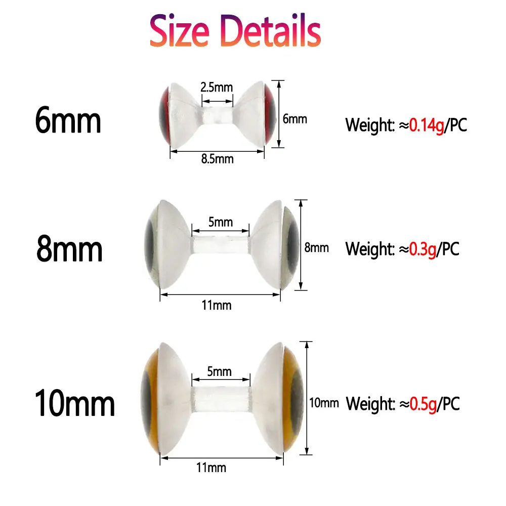 Bimoo-ojos con mancuernas sin peso, Material de atado de moscas, ojos de pez holográficos 3D, pececillo loco, Charlie, serpentina de mosca, Señuelos de pesca de mar - imagen 4