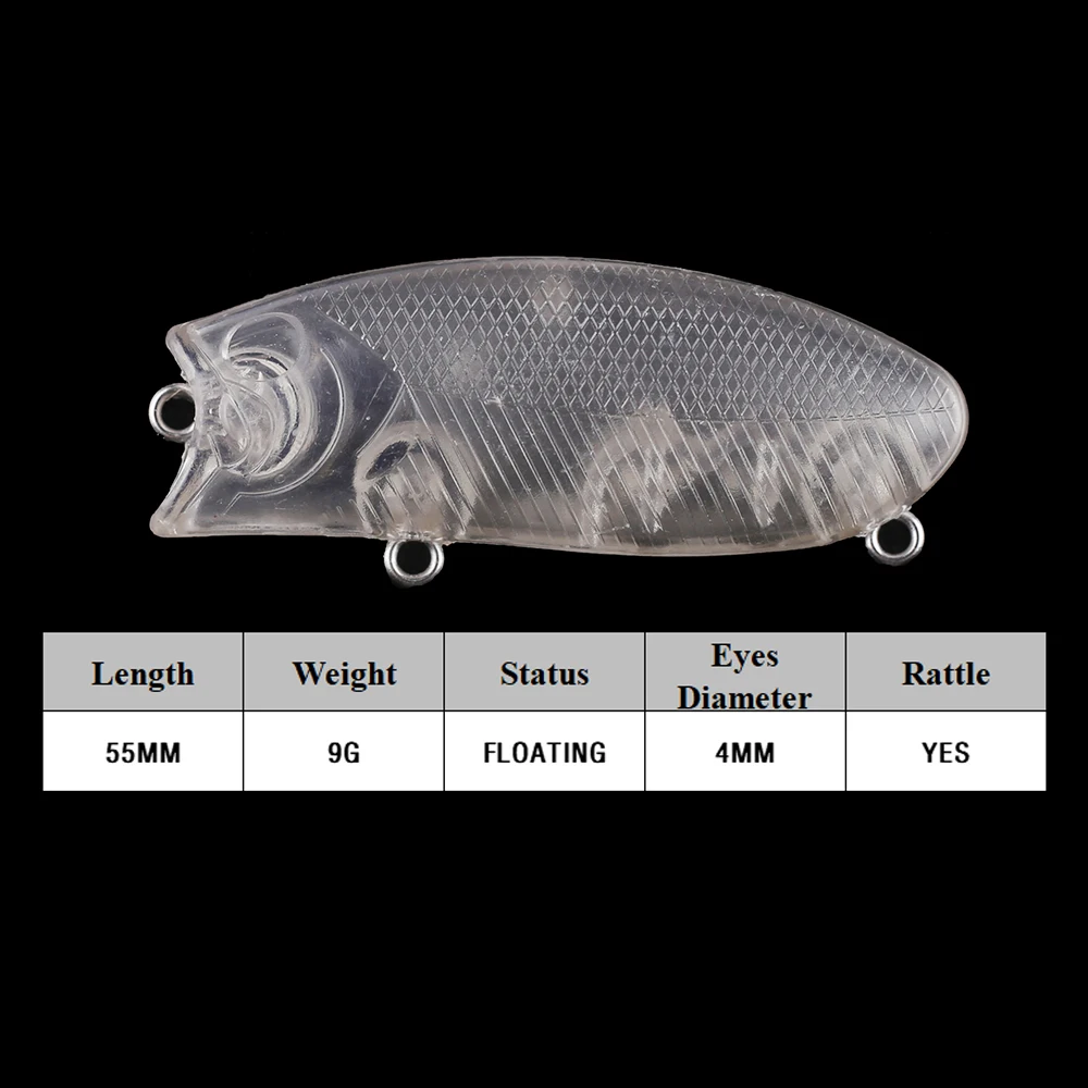 Chan'sHuang 30 Uds cebo en blanco sin pintar 5,5 cm 9G sonidos de serpiente de cascabel Popper Topwater DIY Señuelos de pesca artificiales - imagen 3