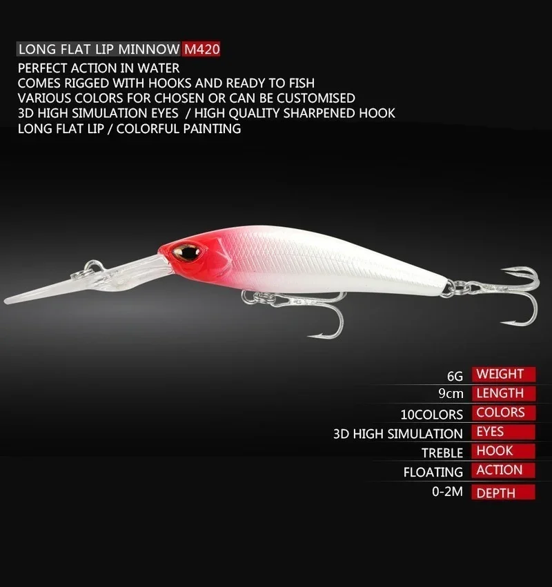 Señuelo de pesca Minnow, Wobblers Jerkbait, Crankbaits, cebo duro, Japón, Camping, pesca al aire libre, 9cm, 6g, 1 pieza - imagen 4