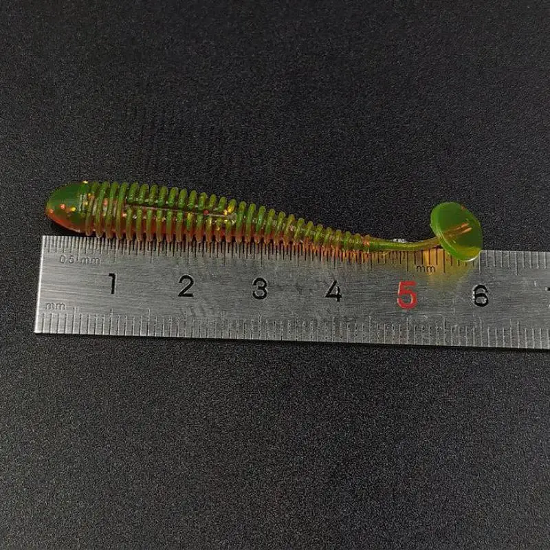 Cebo de silicona suave con cola en T, Señuelos de Pesca de gusano Wobbler, aparejos de lubina giratorios de goma Artificial, sexy, 60mm, 1g, 50 unids/lote por caja - imagen 3