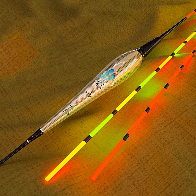 Flotador de pesca de caña noctilucente, gancho de mordida, alarma de decoloración, flotador electrónico, día y noche, boya Vertical flotante luminosa de doble uso - imagen 3