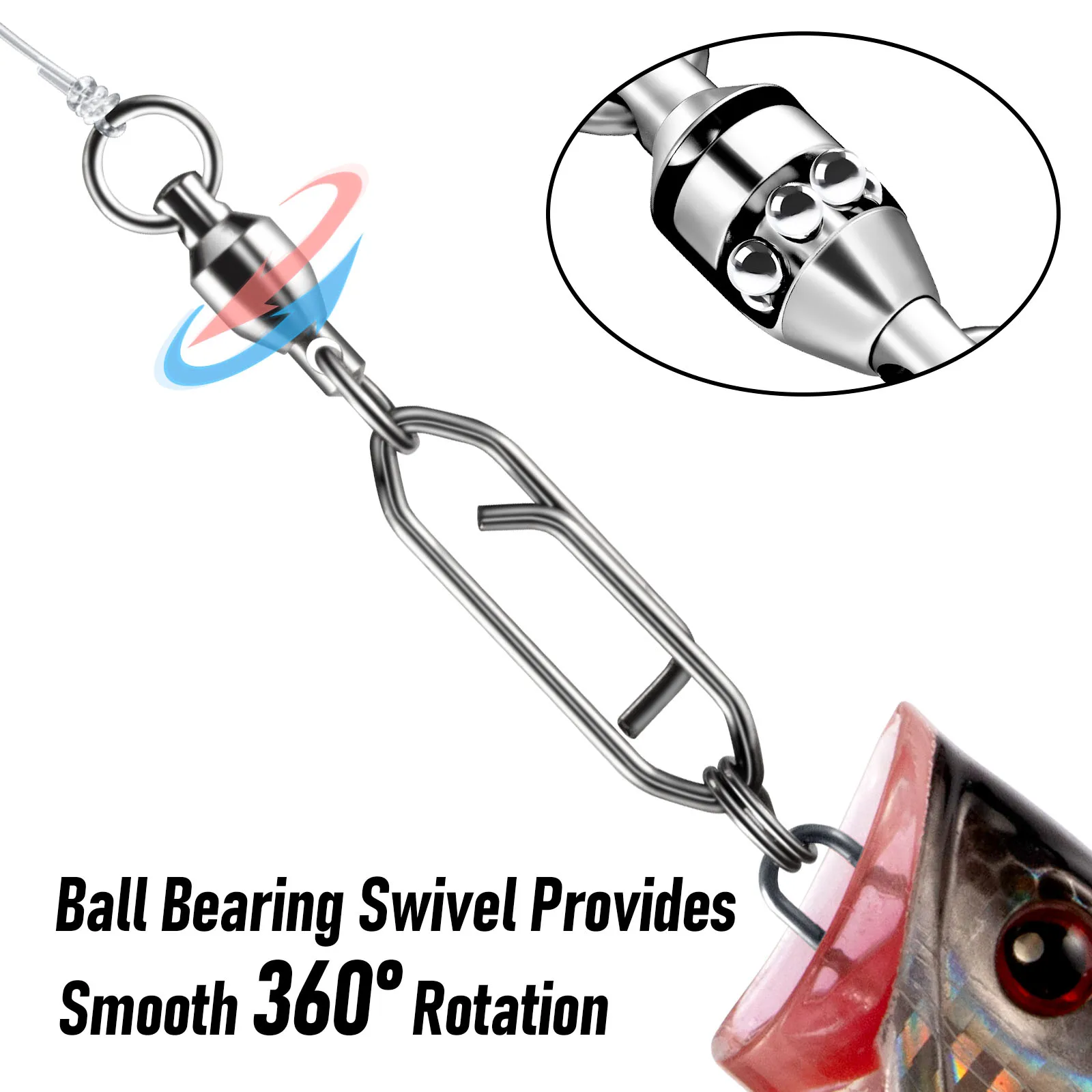 10 Uds. Giratorio de pesca con Clip eléctrico rodamiento de bolas de acero inoxidable Clip de velocidad giratorio cambio rápido para Crankbait Swimbait - imagen 3