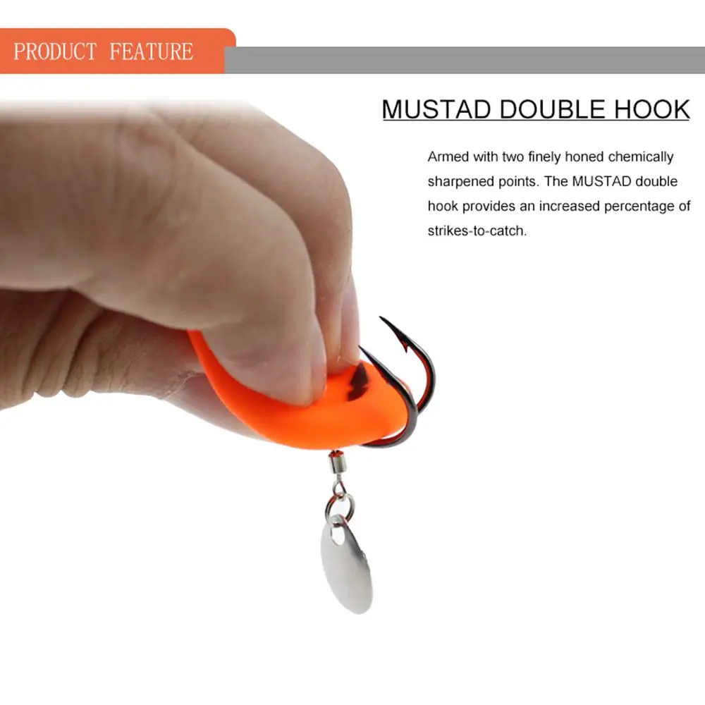 Señuelo de pesca colorido de 45mm/8,5g, Señuelos de Pesca de rana trueno, cebos blandos, Topwater flotante de señuelo, aparejos de pesca de doble gancho para lubina - imagen 2