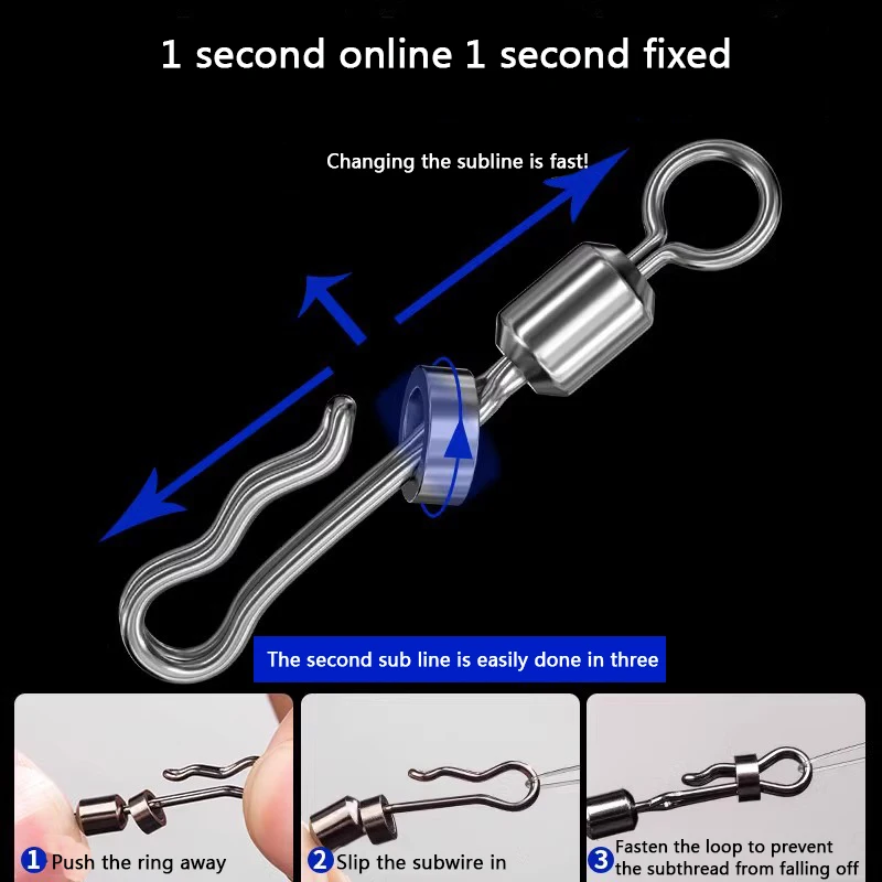 Conector de pin de clip de línea secundaria rápida, juego de línea de pesca de anillo en forma de ocho, accesorio pequeño de repuesto, Conector de sublínea de pesca - imagen 4