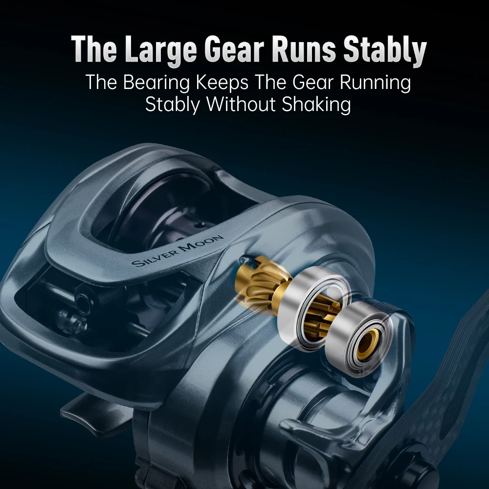 Kingdom New Silver Moon carretes Baitcasting 5kg potencia máxima 7,1: 1 relación de alta velocidad carretes de pesca de fibra de carbono 154g sistema de arrastre ligero - imagen 5