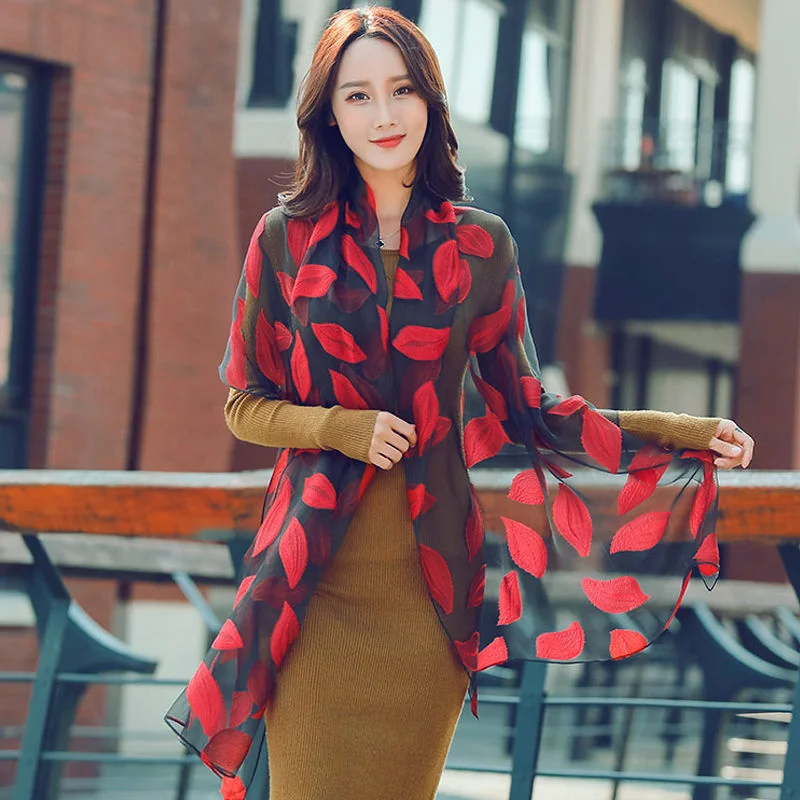 Bufanda de seda para mujer, chal largo de alta calidad, Hijab elegante, Otoño e Invierno - imagen 5