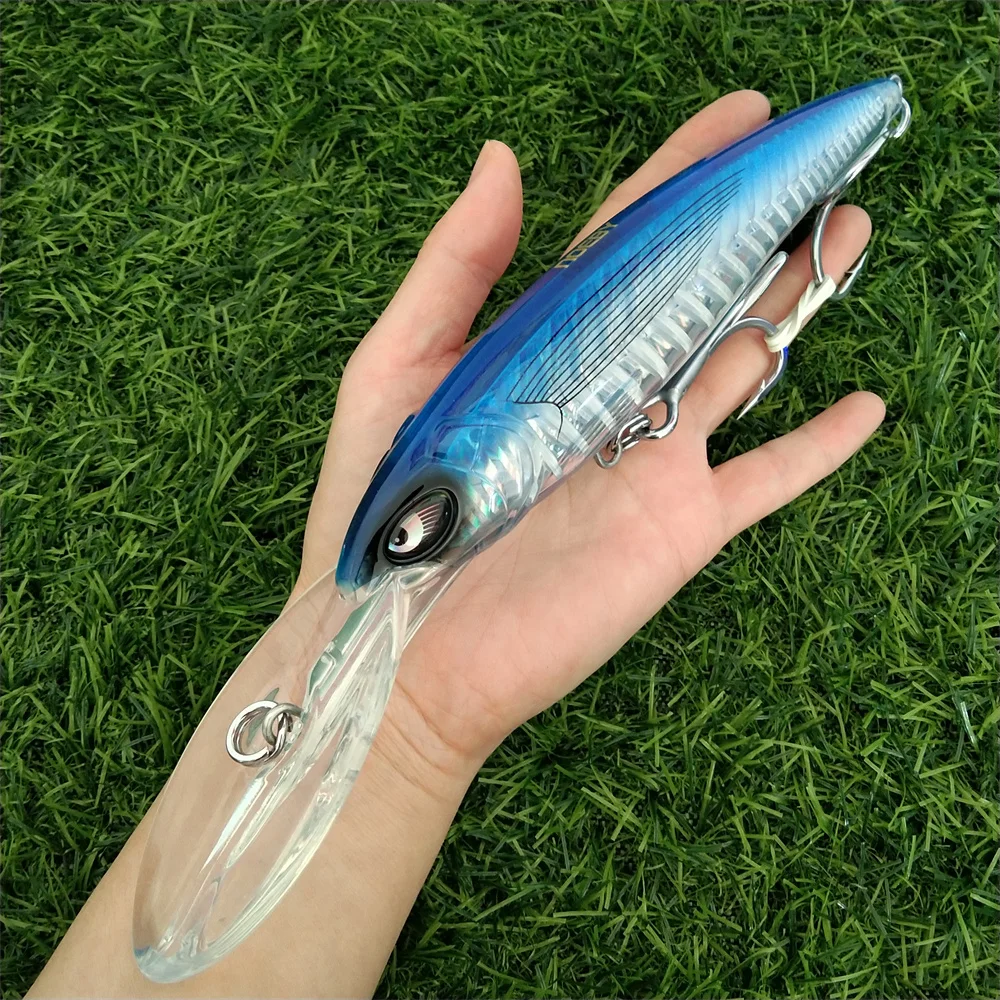 Noeby-señuelo de pesca de pececillo Trolling, 3 uds., 180mm, 94g, señuelos de buceo profundo en alta mar, hueso de pescado reforzado, cebo duro de pesca de gran juego - imagen 2