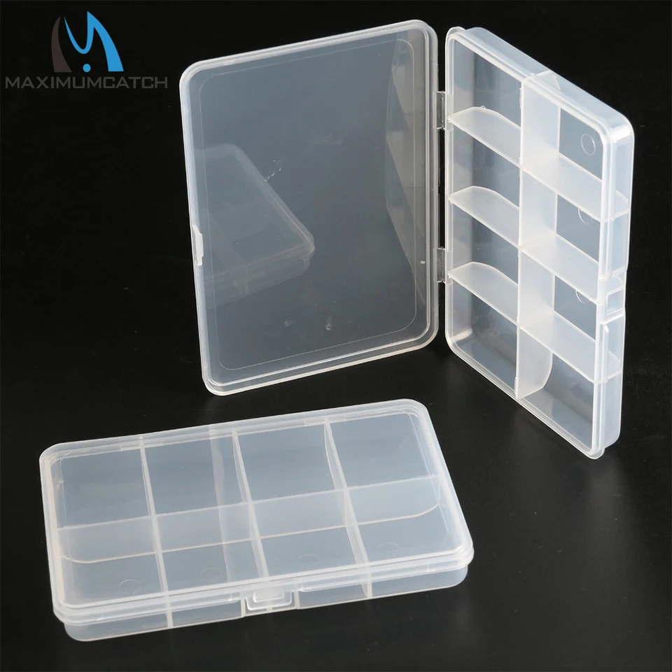 Caja de pesca con mosca de plástico transparente Maximumcatch, ajuste de 8 compartimentos, caja de anzuelo para señuelo de pesca, caja de aparejos de pesca - imagen 5
