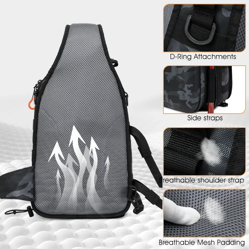 Bolsa de pecho táctica pesca con soporte caña y accesorios - imagen 3