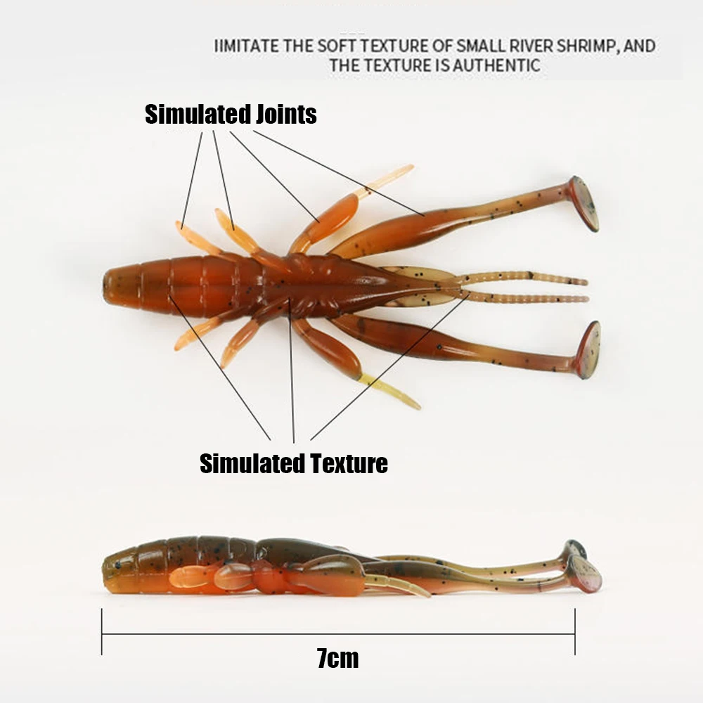 ZUKIBO-señuelo de camarón suave, cebo Artificial de langosta, cola de cangrejo, aparejo flotante Ned, aparejos de pesca de lubina y agua salada, 10 Uds. - imagen 5