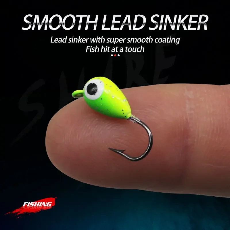 6 unids/set plantillas de pesca manivela Jig Head Hook pesca en hielo de invierno cebo suave Artificial señuelo de pesca de trucha - imagen 4