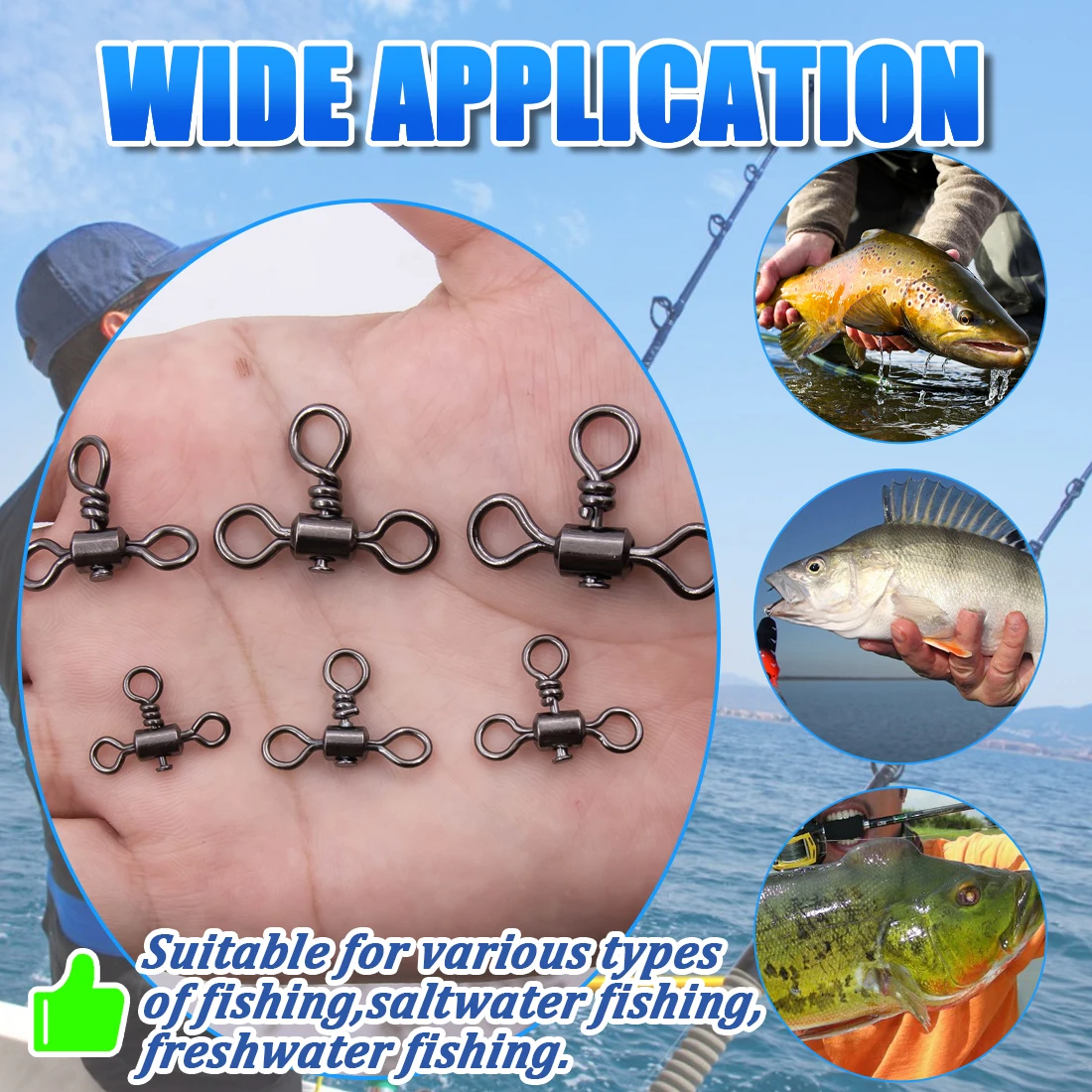 FishTrip-barril de pesca giratorio de 3 vías, conector de sedal de pesca giratorio de latón inoxidable, aparejos de Jigging, pesca de Surf