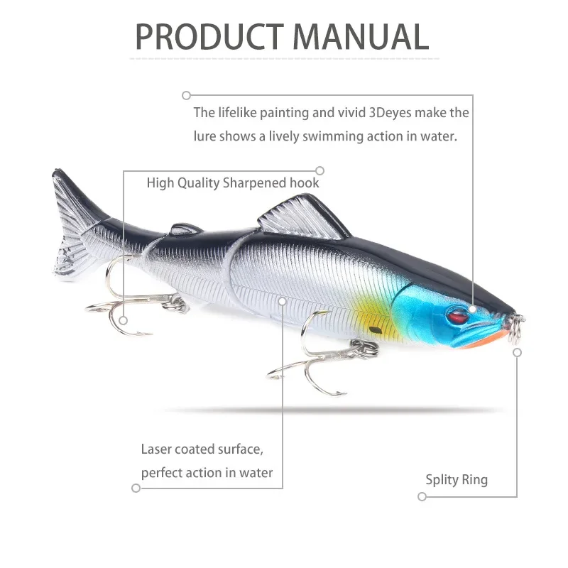 1 cebo articulado Swimbait Wobbler señuelo de pesca 13cm 18g cebo duro Artificial Minnow Crankbait para lubina perca carpa aparejos de pesca - imagen 4