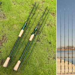 Caña de pescar de varias secciones de carbono para viaje, Baitcasting giratoria de alta calidad, caña de pescar ultraligera de acción rápida ML, 2,1 M/2,4 M