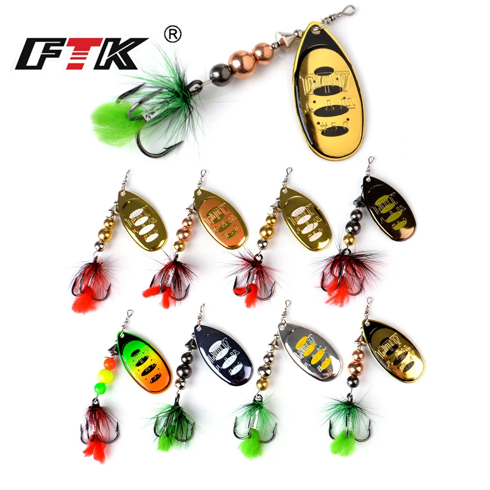 FTK-señuelo giratorio de cuchara de Metal, 12g, Spoonbait Crankbaits, Wobblers de pesca para Lucio, juego de ganchillo, aparejos de cebo, accesorios de pesca - imagen 2