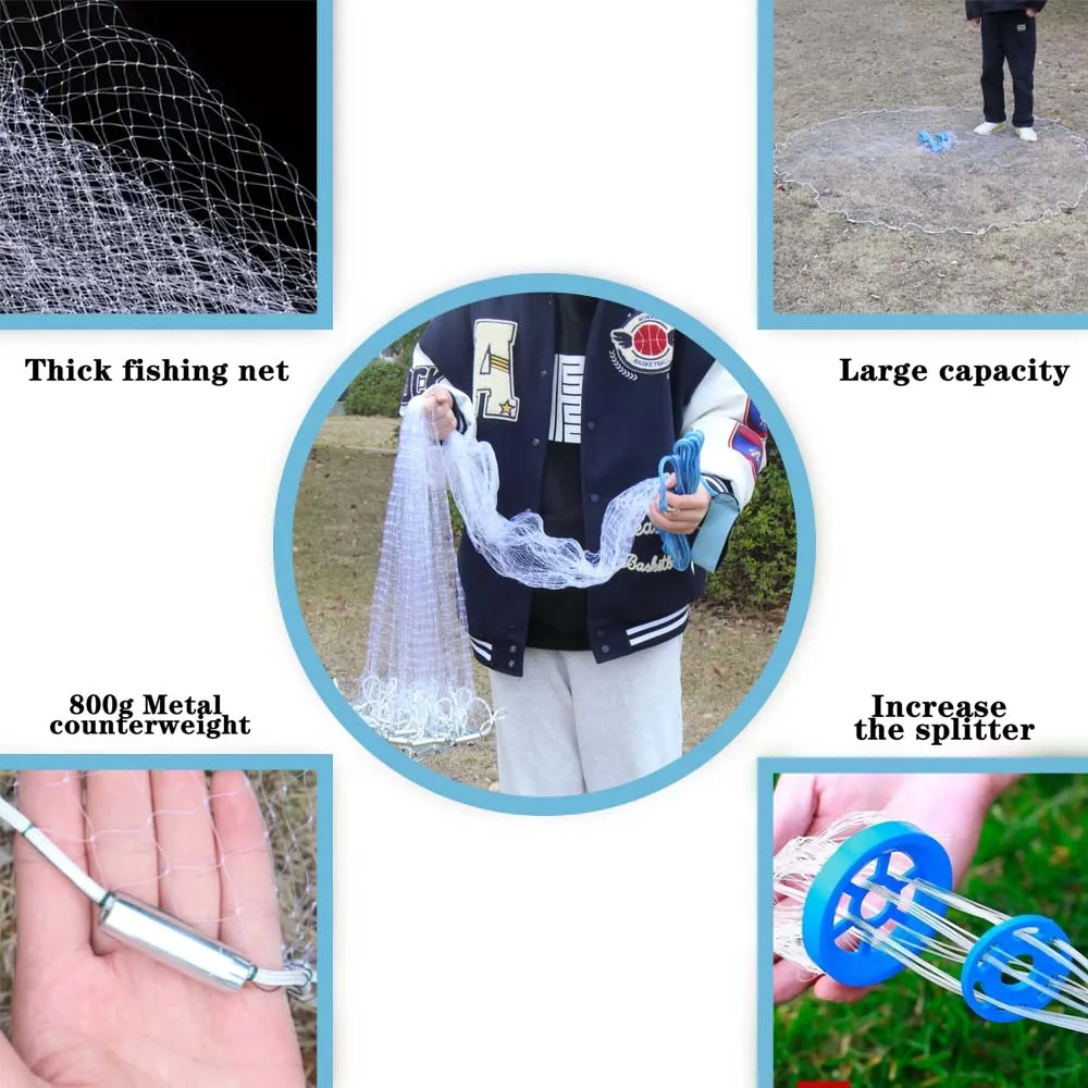 JSFUN, 1 unidad, con plomo ni sin plomo, red de pesca, red fundida a mano de EE. UU., herramienta de red de pesca para lanzar al aire libre - imagen 3