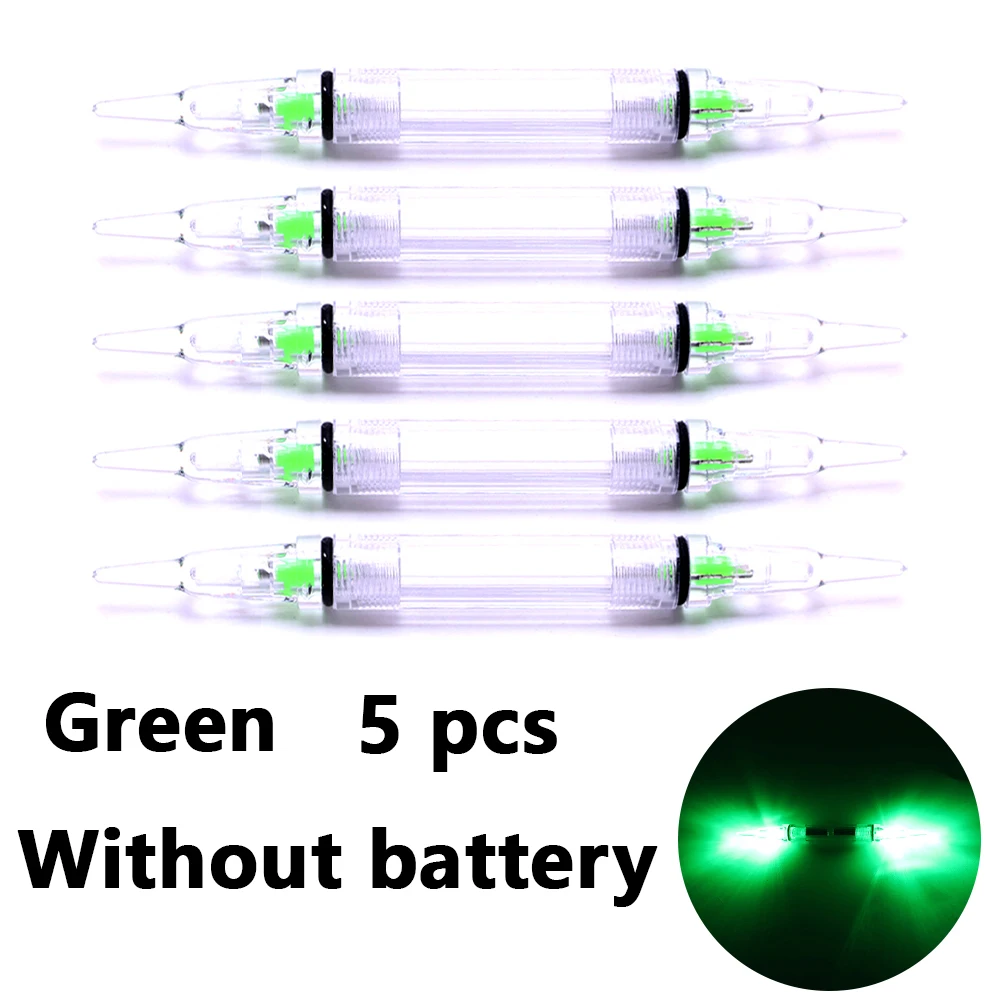 (Sin batería) 5 uds luces de pesca intermitentes de dos extremos, luces de pesca subacuáticas, luces de cebo nocturno para pesca en barcos, luces traseras