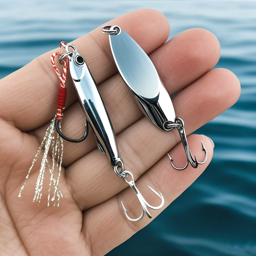 Aorace 8 unids/set plantilla de Metal plateada cuchara Spinner señuelo de pesca Wobbler juego de cebo con caja de aparejos de pesca Kit para pesca - imagen 4