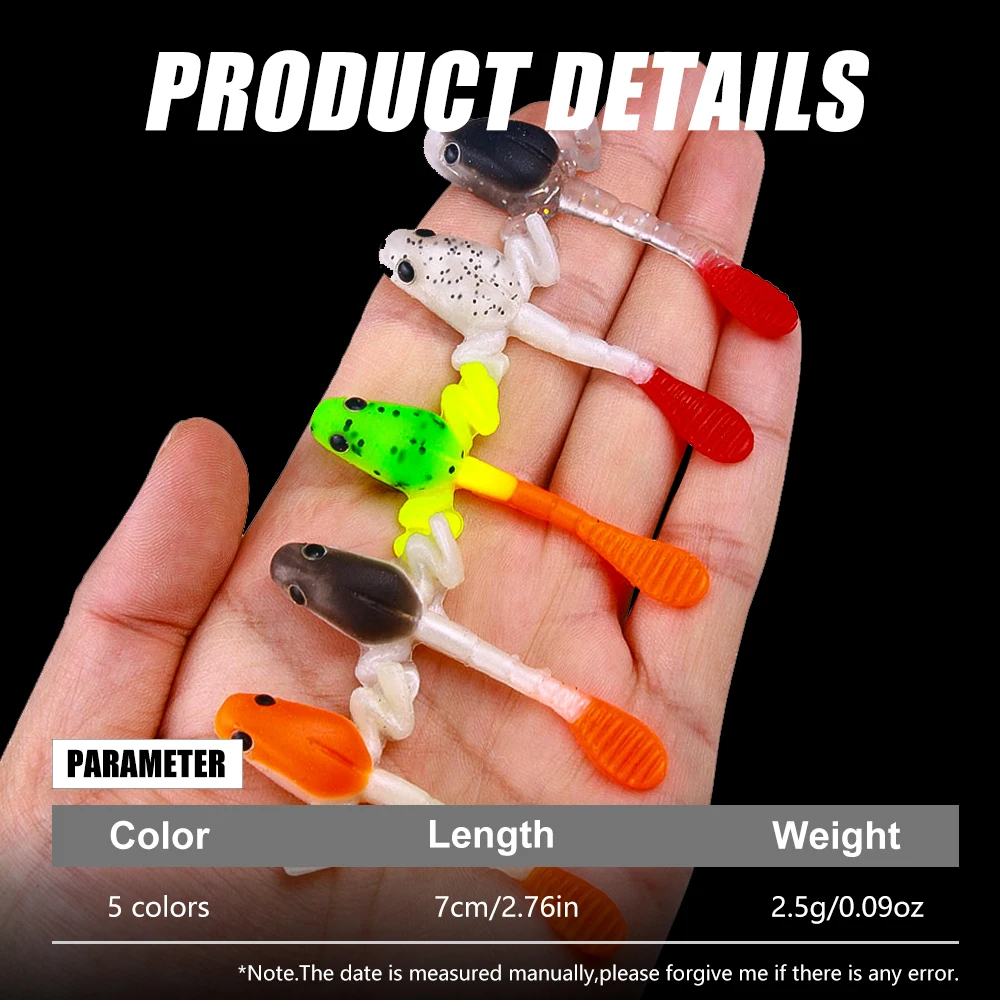 Cebo suave de silicona para pesca, señuelo biónico de cola plana, de goma giratoria, para salamandra, 5 unids/lote por bolsa - imagen 2
