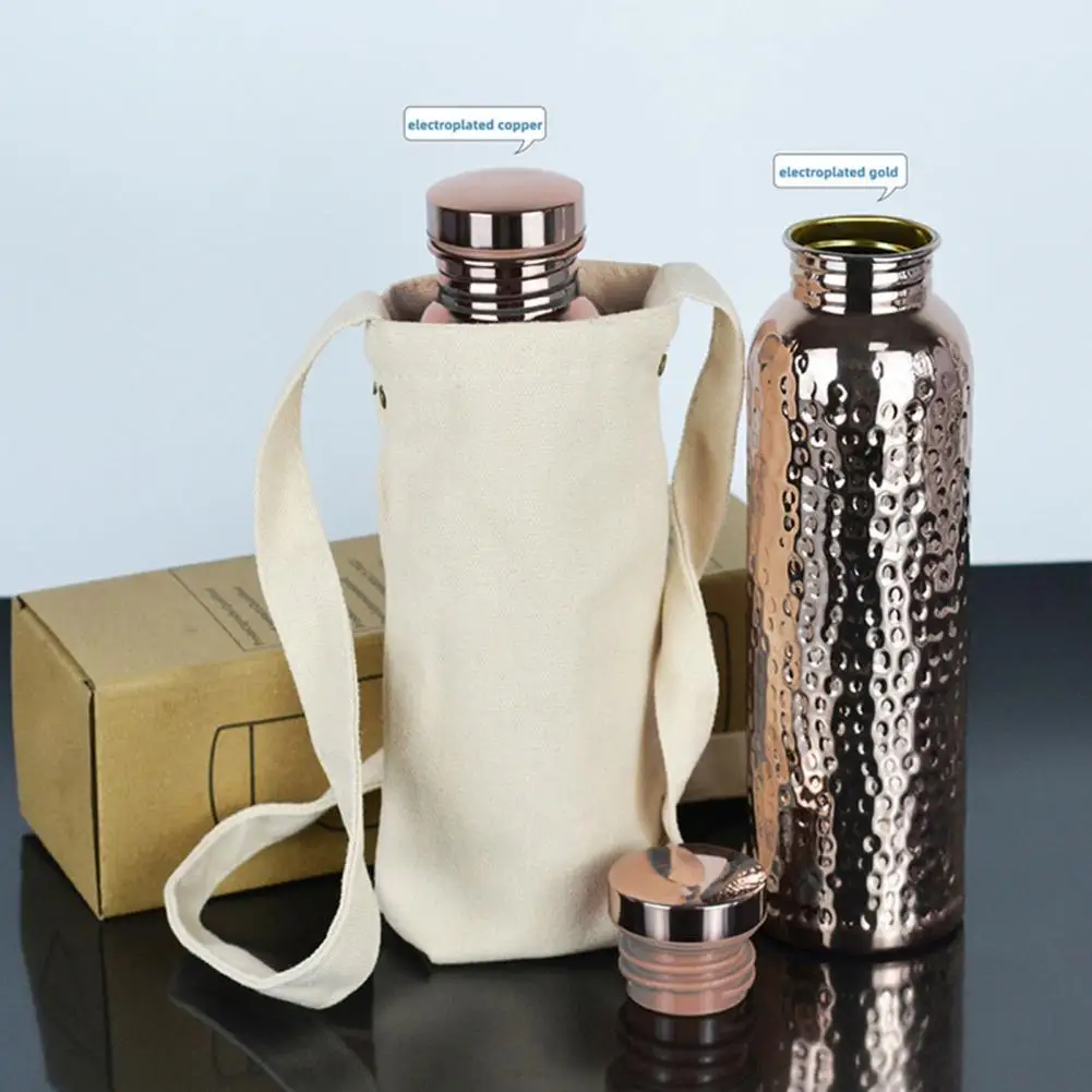 Botella de agua de cobre de 800ML con patrón de martillo, botella de agua deportiva a prueba de fugas, para ciclismo al aire libre, gimnasio, Fitness, viaje, taza para beber - imagen 3