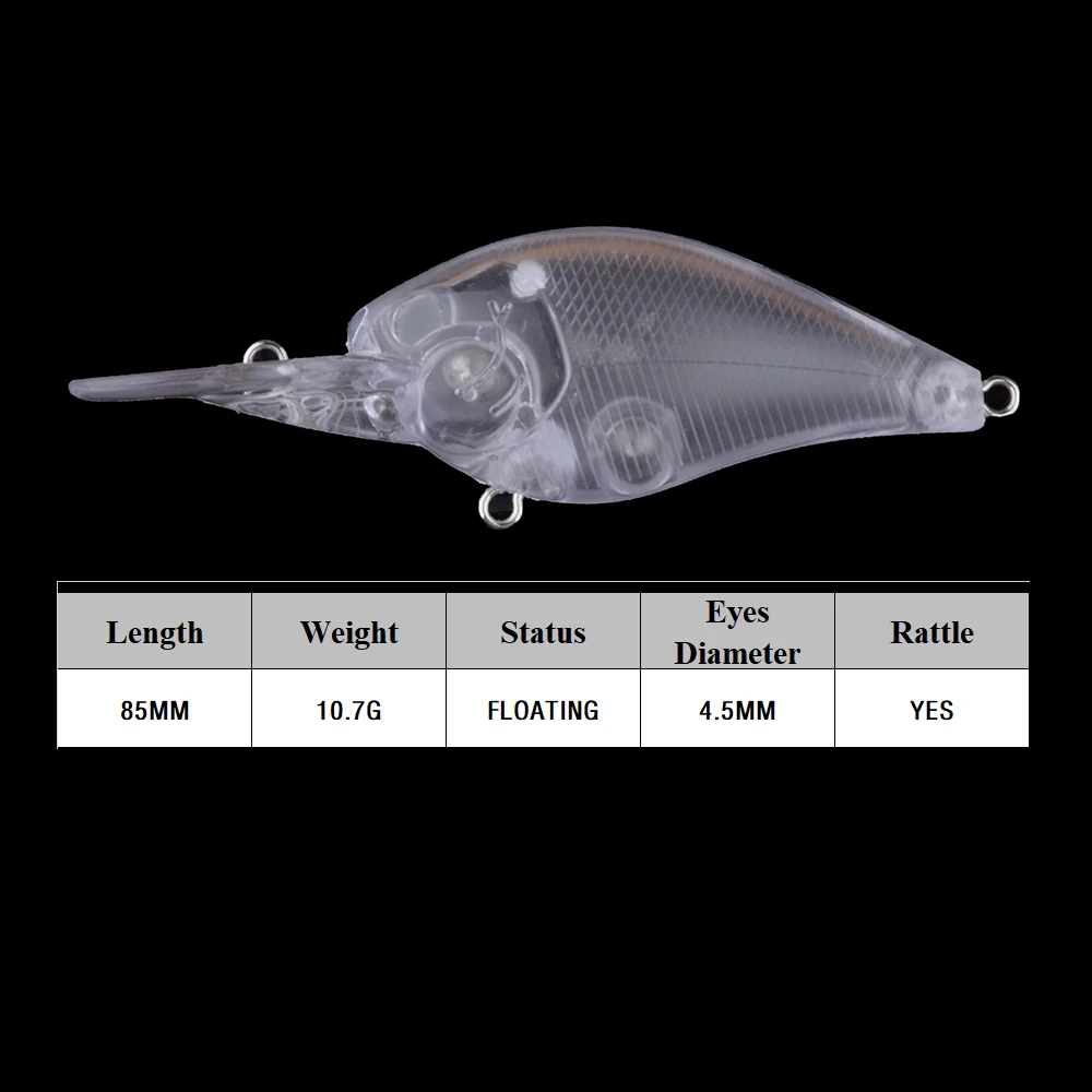 Chan'sHuang 20 piezas cebo en blanco sin pintar 10g/85mm sonajero flotante Crankbait DIY hecho a mano aparejos de señuelo de pesca Artificial - imagen 2