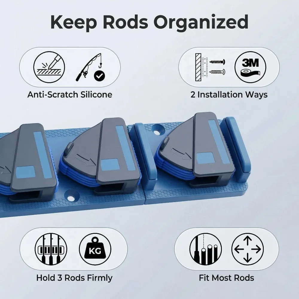 Hirisi Soporte de pared con adhesivo 3M para cañas de pescar - imagen 2