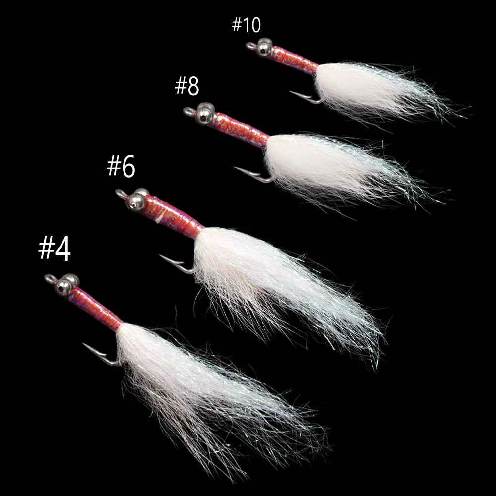 Wifreo-cebos de pesca de agua dulce, 6 piezas, 3D, ojo de pez, serpentinas de pececillos epoxi, Mosca, doblaje de hielo blanco, señuelo de trucha, lubina, #8 #10 #12 - imagen 5