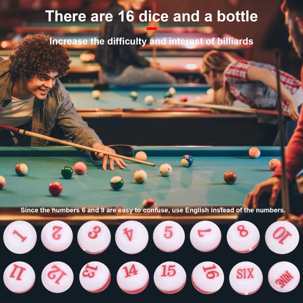 Accesorios de billar, dados numerados, dados de billar, puntuación de plástico, juego estándar, coctelera de billar, botella, coctelera de piscina, billar - imagen 2