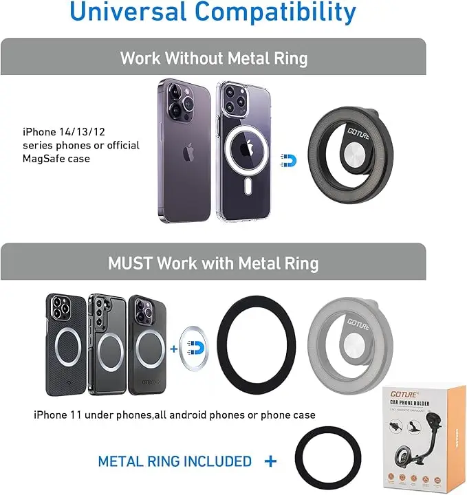 Goture-Kit de soporte magnético para teléfono de coche, 3 en 1, imán fuerte, parabrisas, ventilación de aire, tablero, soporte Magsafe, ventana, ventosa - imagen 4