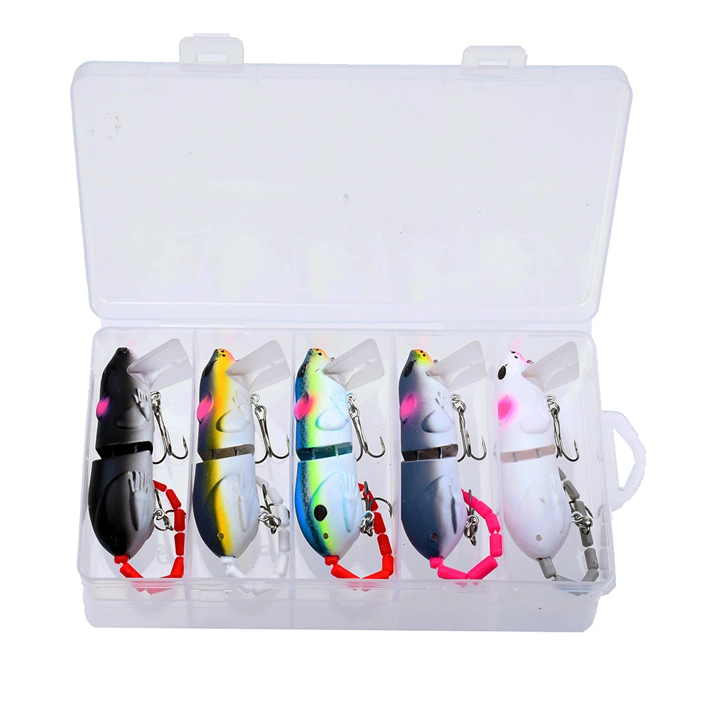 5 unids/caja señuelo de ratón de plástico Artificial señuelo de pesca de ratón Swimbait rata Pike Bass Minnow flotantes - imagen 5