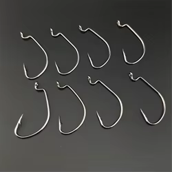 100 Uds. Anzuelos de pesca de gusano de espacio ancho, manivela de plantilla, anzuelo de lubina grande, manivela de acero negro de alto carbono, anzuelo de púas para señuelo de pesca suave