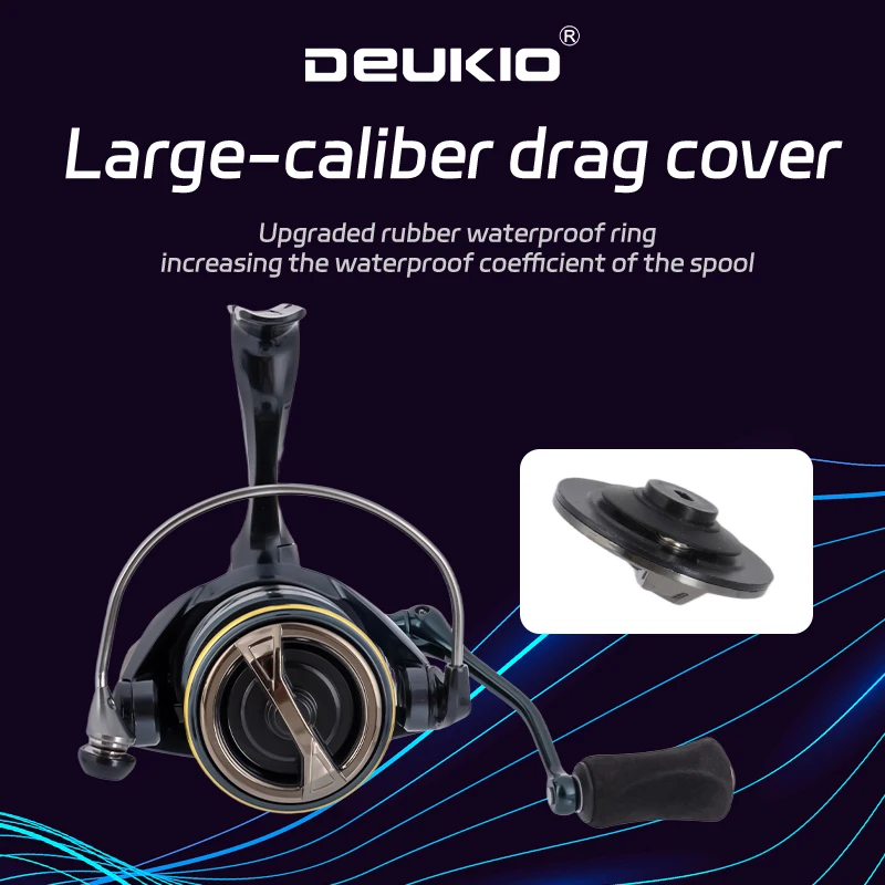 Carrete de pesca ultraligero DEUKIO MAX Drag Power 18lbs carrete de aluminio alarma de pescado carrete giratorio de cuerpo principal de fibra de carbono para agua salada - imagen 5