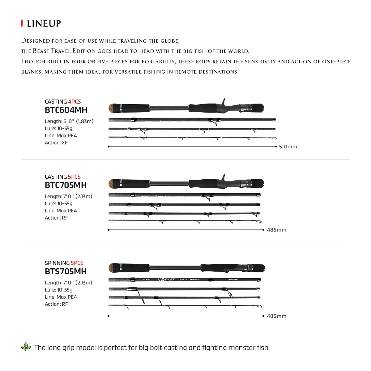 NOEBY Beast Predator Travel Edition caña de pescar 1,83 m 2,13 m fundición giratoria Fuji Toray bagre depredador cañas de pescar portátiles - imagen 4