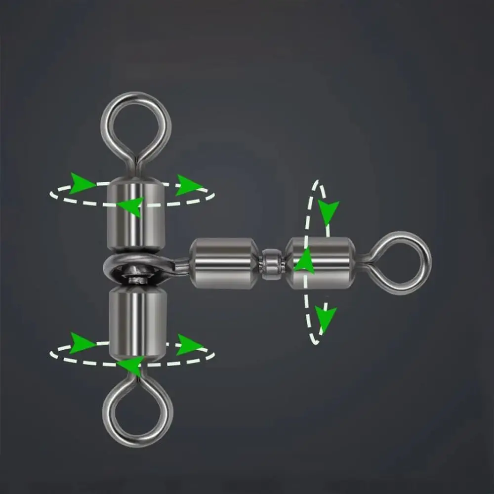 10 eslabones de pesca de piezas, conector sólido de alta velocidad, doble rodamiento, Junta triangular, accesorios de pesca para anzuelo de pesca - imagen 2