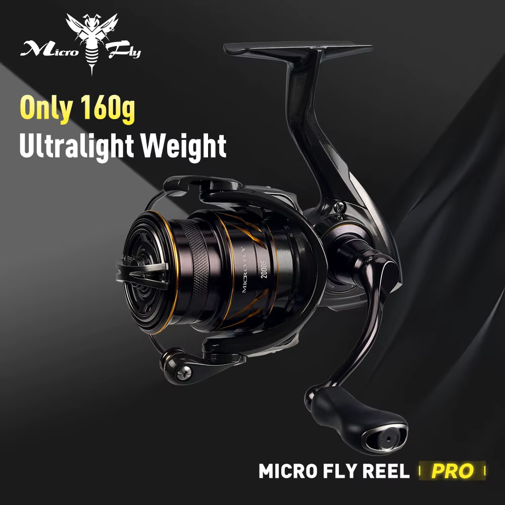 Carrete de pesca giratorio Kingdom Micro Fly Pro 160g ultraligero 8 + 1 rodamientos 8KG arrastre máximo 5,2: 1 relación de engranaje pesca mano izquierda derecha
