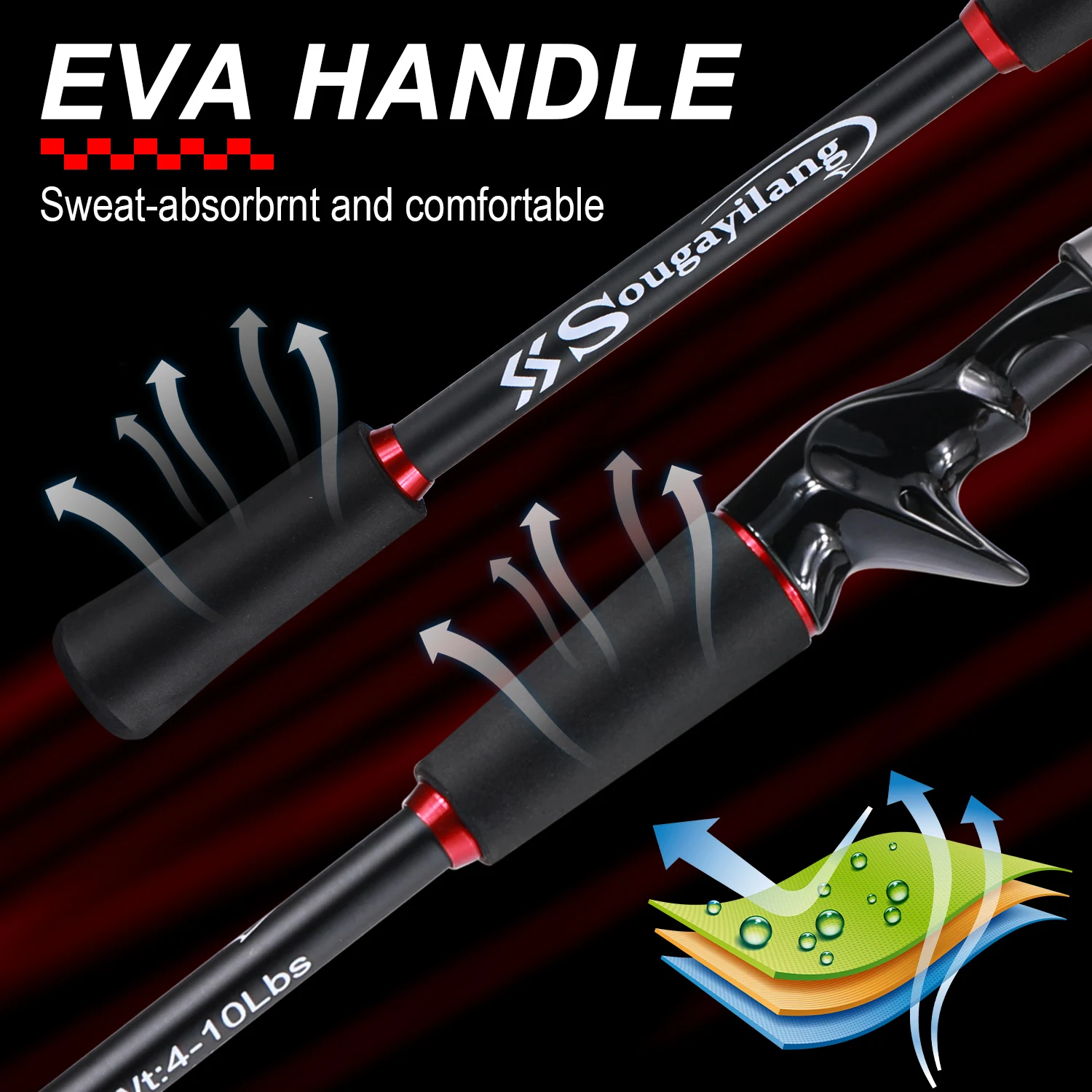 Caña Baitcasting Sougayilang 4 tramos – Fibra de carbono ultraligera - imagen 5