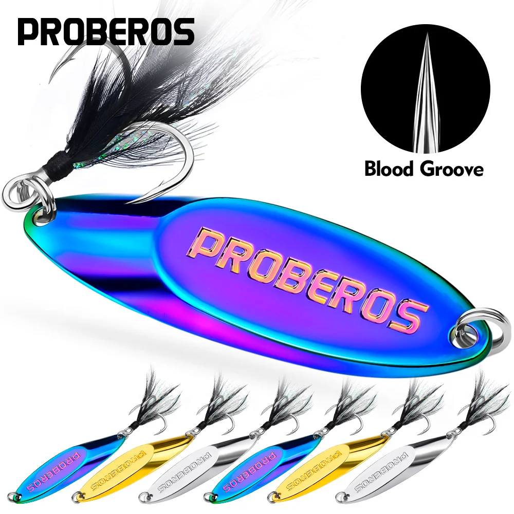 Proberos 32-87mm 3,7-60g señuelo cuchara de pesca gancho único cebo duro de Metal Artificial trucha Spinner lentejuelas aparejos de pesca - imagen 2